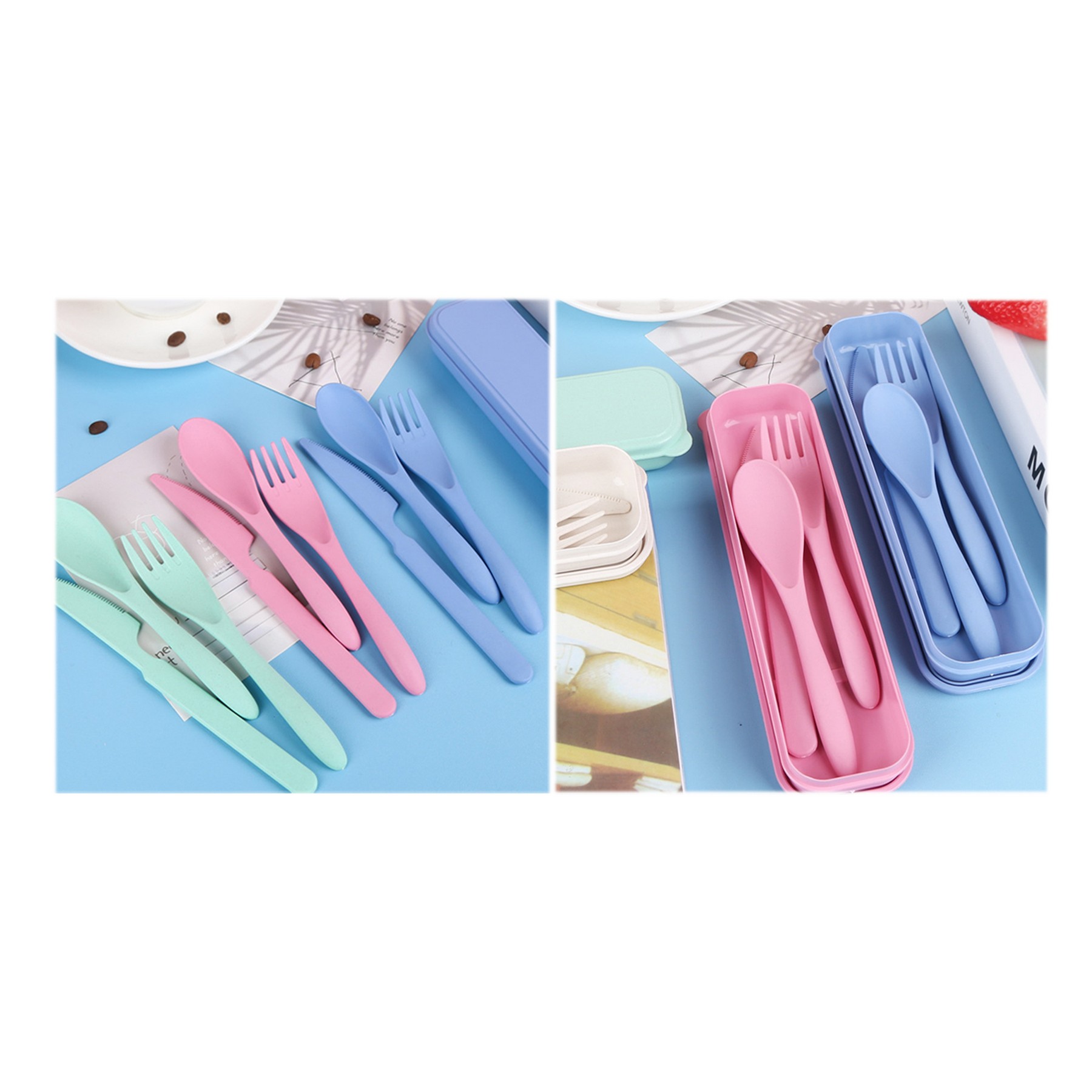 Portable Wheat Straw Cutlery Set Knife Spoon Fork 3