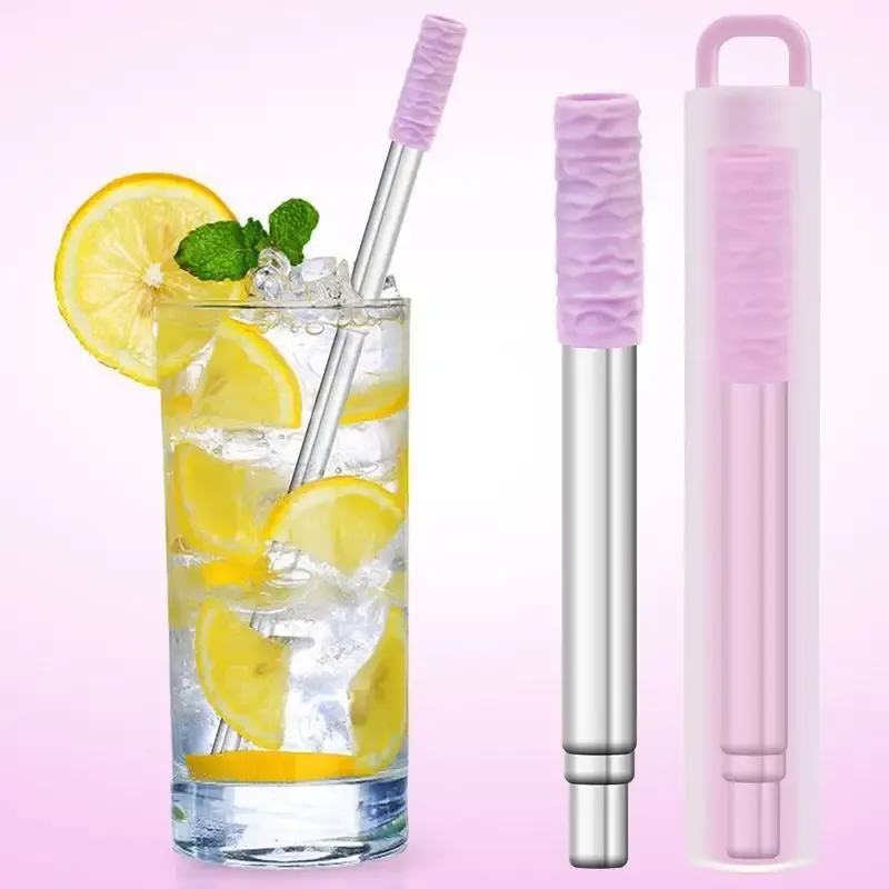 Reusable Collapsible Stainless Steel Straw With Plastic Case 10