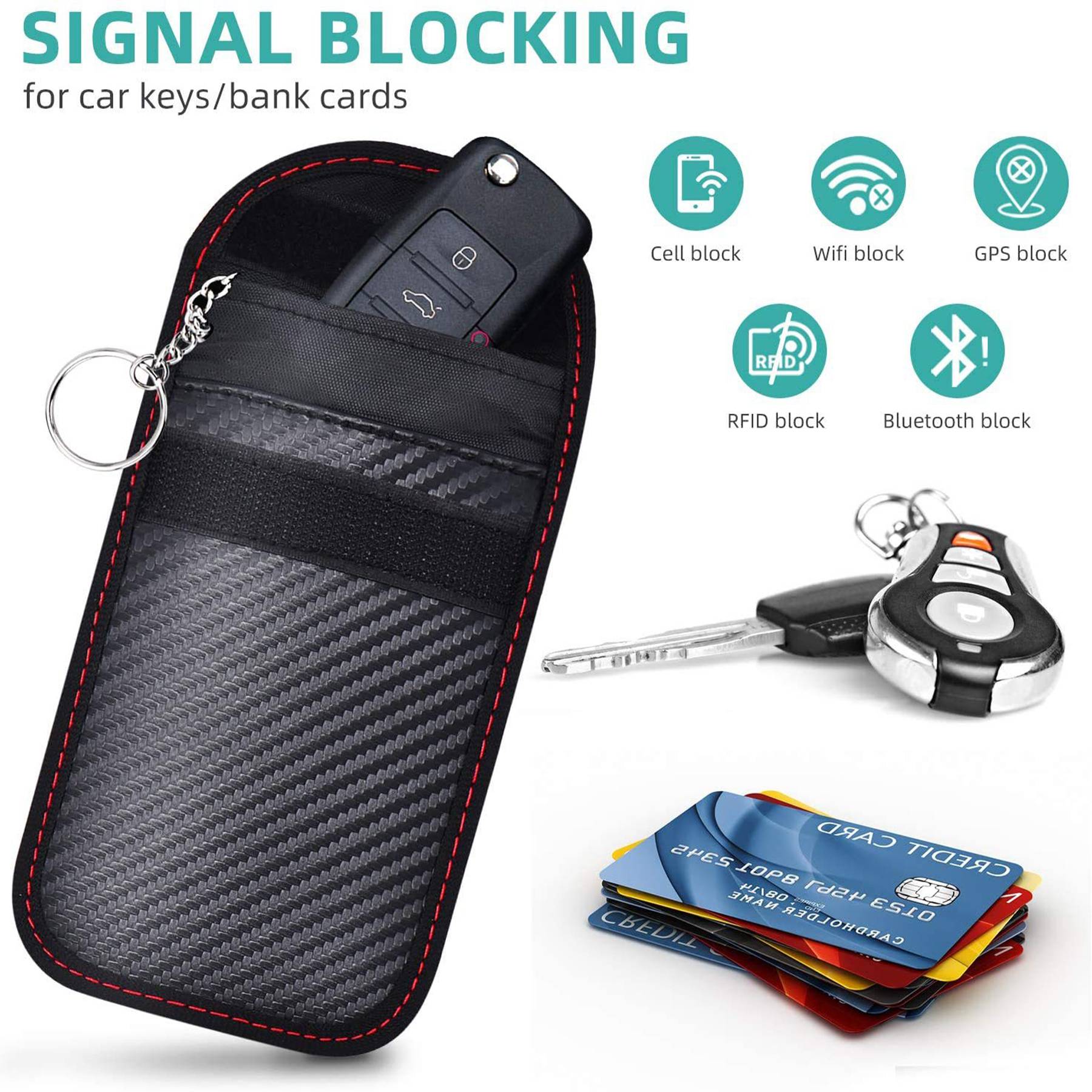 Polyester Anti-magnetic anti-theft car key pouch 3