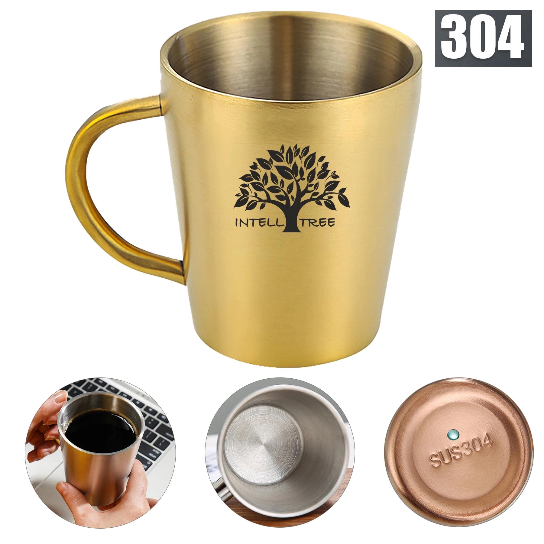 10Oz Stainless Steel Coffee Cup With Handle 1