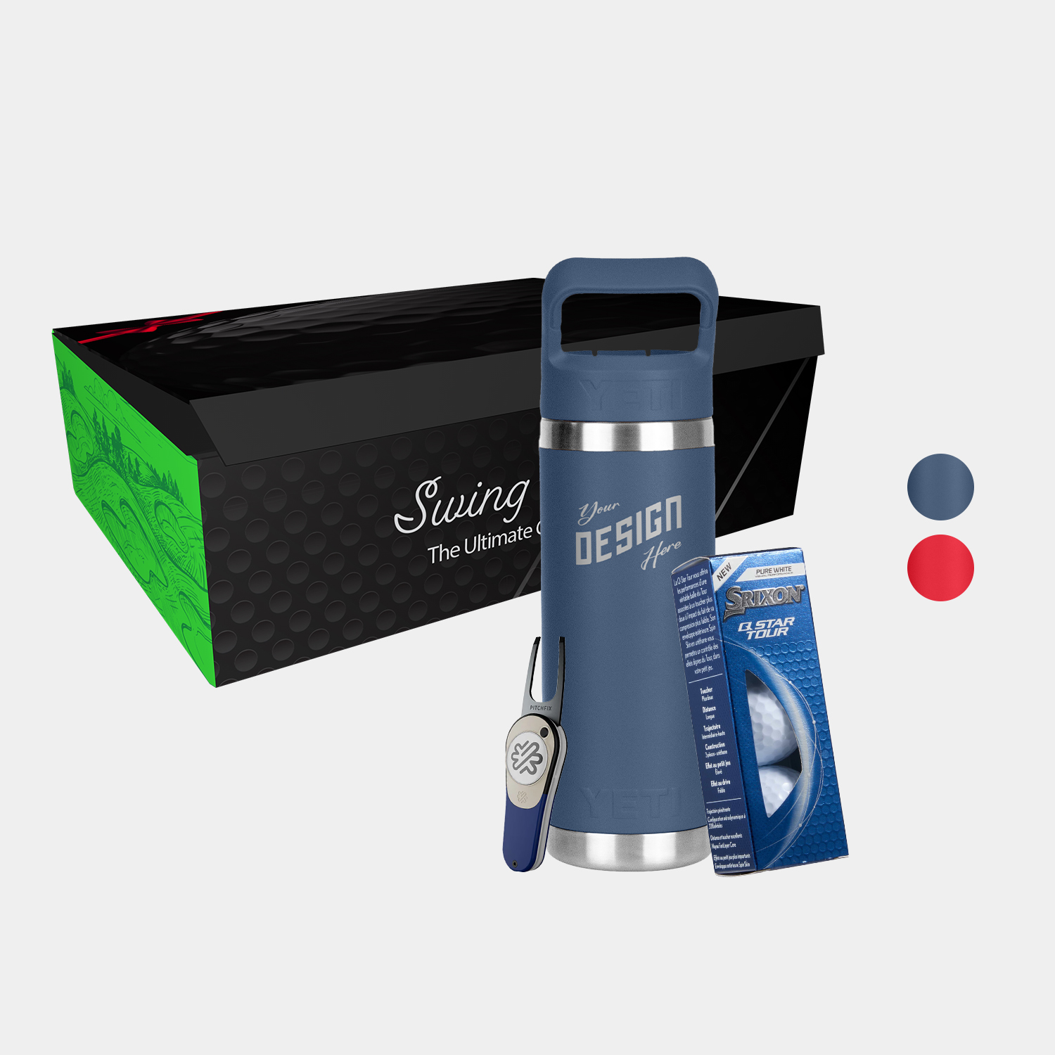 18 Oz YETI® Rambler SS Water Bottle, Srixon® Golf Balls & Pitchfix® Icon Divot Tool Gift Set 7