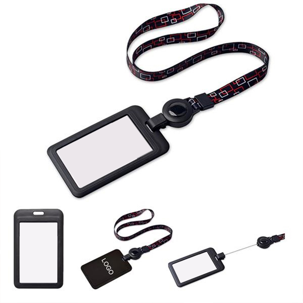 ID Badge Holder with Lanyard Vertical Retractable
