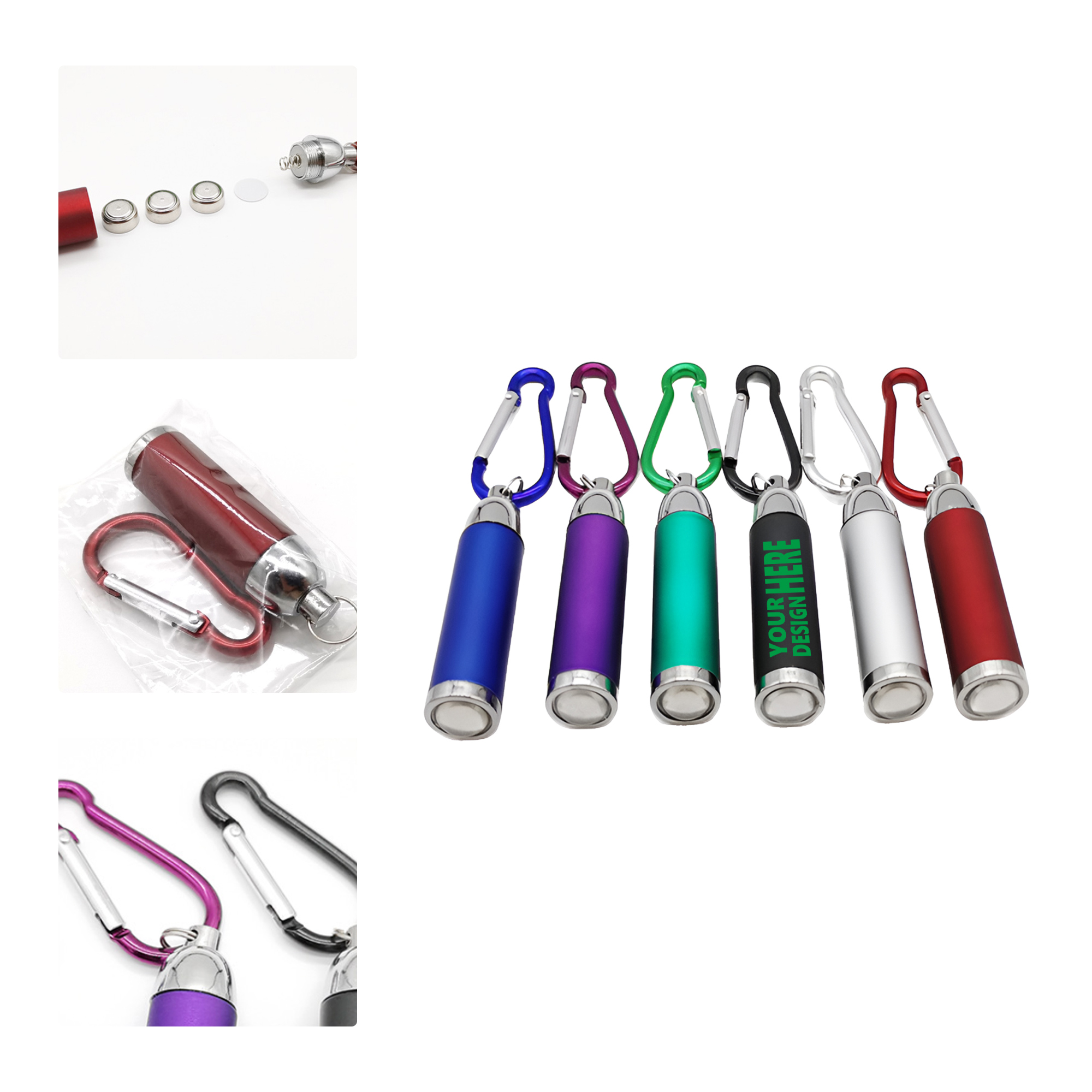 MOQ 50 Mini LED Flashlight Keychain with Carabiner 1