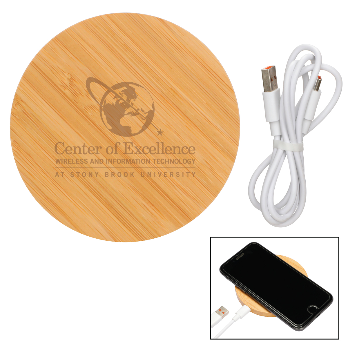 15w Round Bamboo Qi Wireless Puck Charging Pad 1