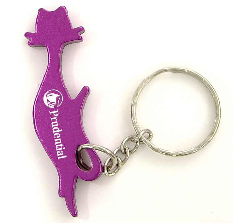Cat shape bottle opener with key chain. 1