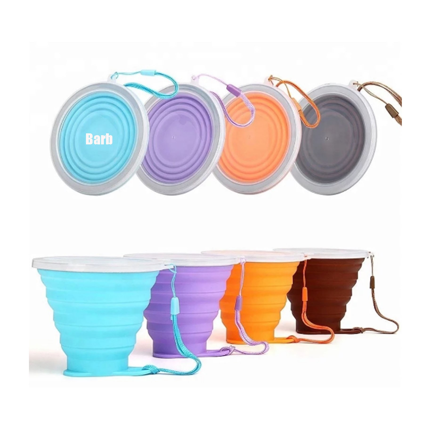 Silicone Collapsible Travel Cup with Lids 2