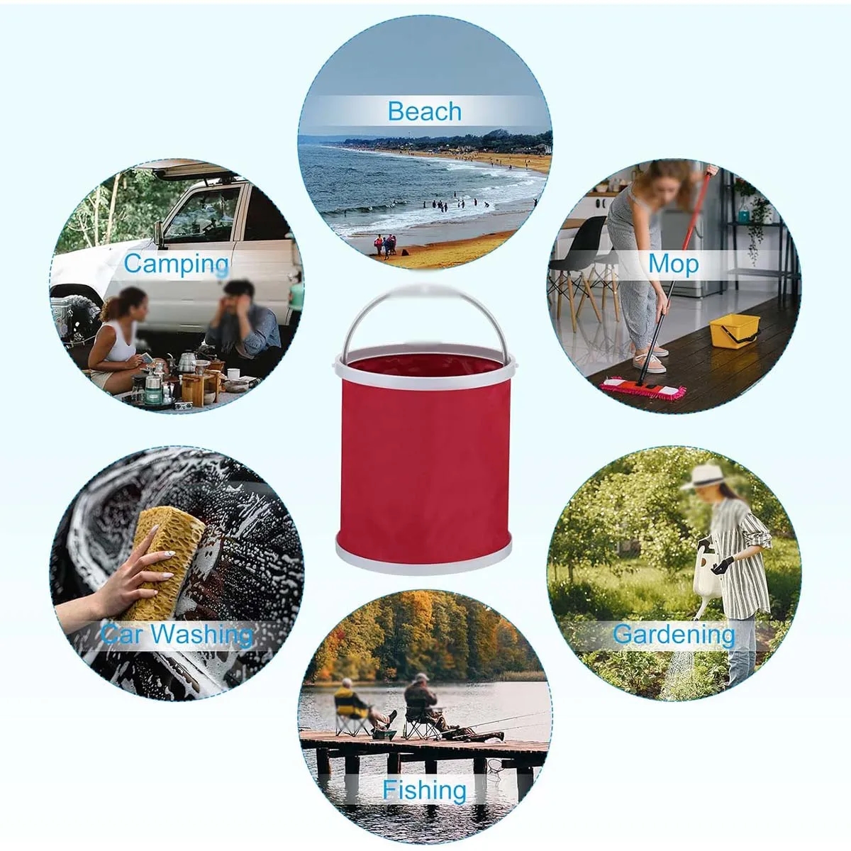 11L Large Portable Folding Water Bucket with Handle 1