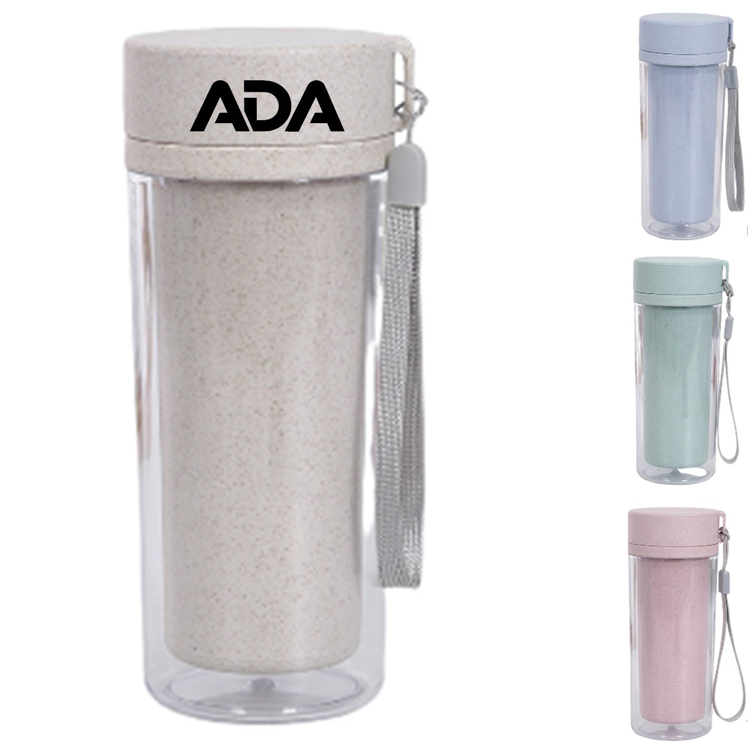 14oz Double Layer Wheat Straw Water Bottle 2