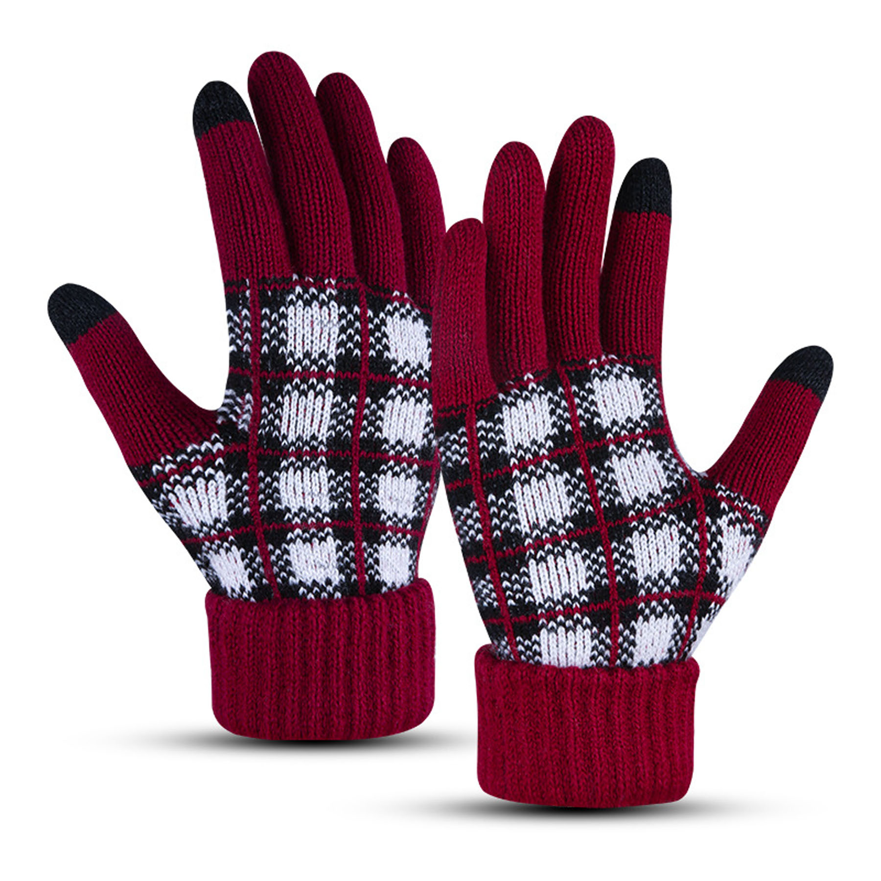 Winter Plaid Fleece-Lined Gloves 4