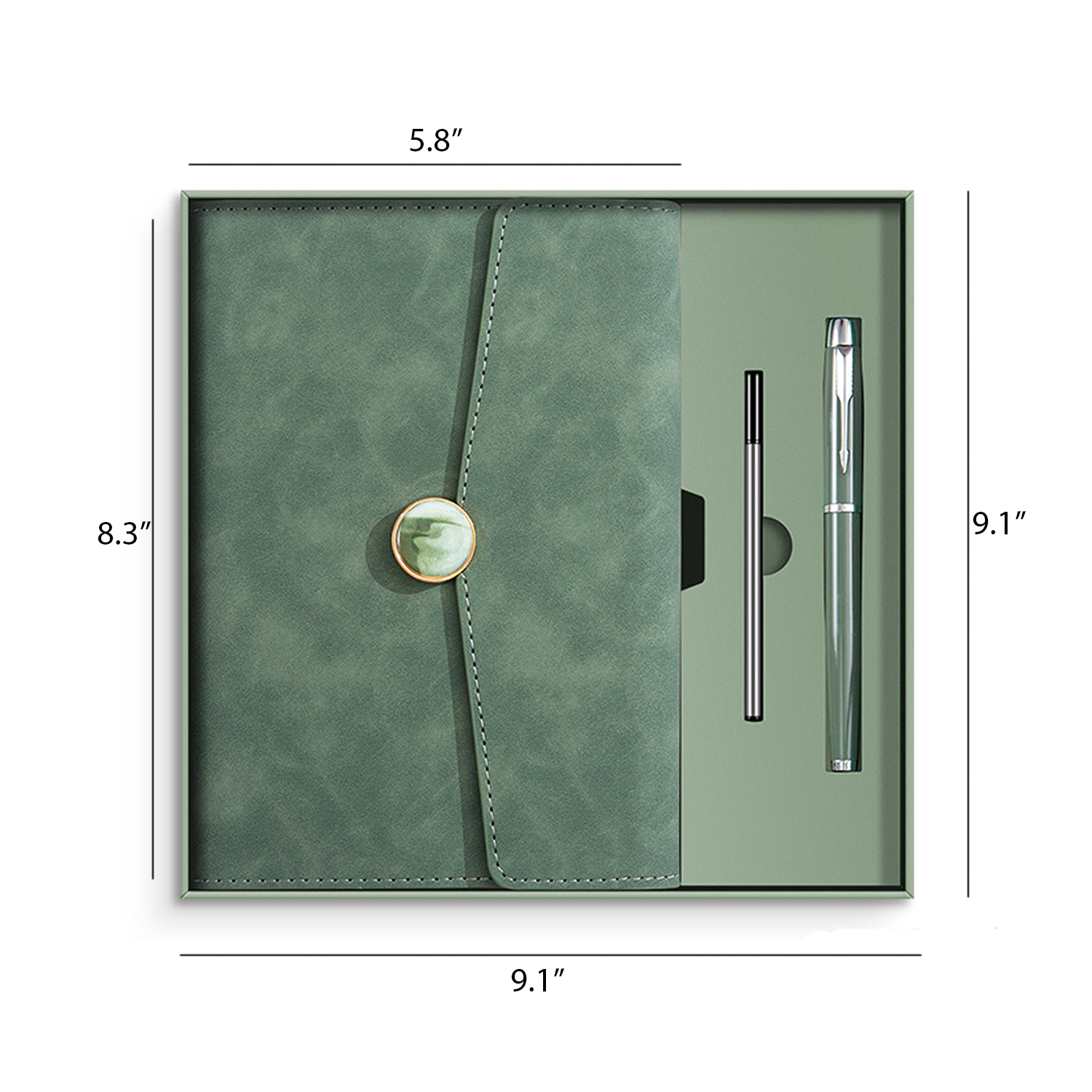 A5 PU Leather Cover Notebook w/ Metal Pen Set 8
