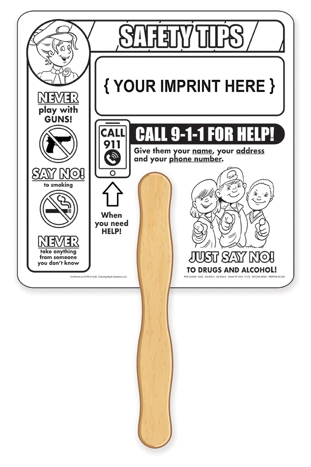HAND FANS - Crime Prevention Coloring Hand Fan 5