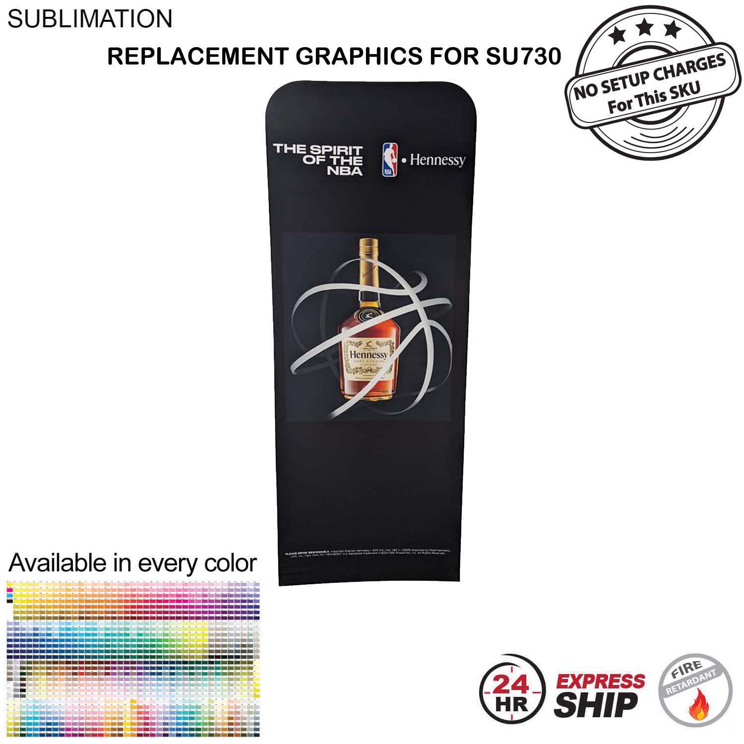 24 Hr Express - Replacement Graphics Double Sided 2'W x 78"H EuroFit Tension Fabric Slip on cover 4