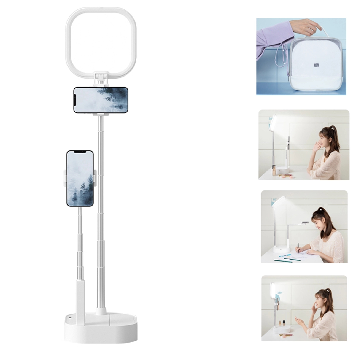 Foldable Selfie Light With 2 Phone Holder 3