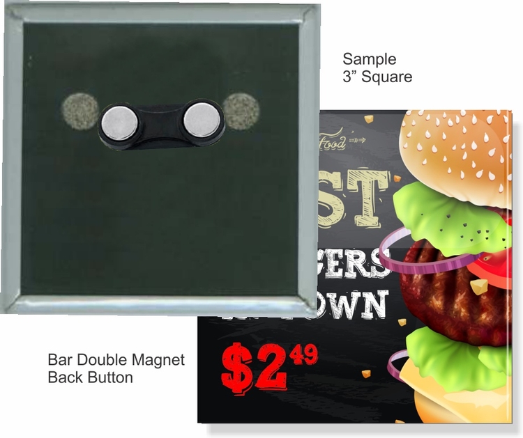 Bar Double Magnet 3 Inch Square Button 2