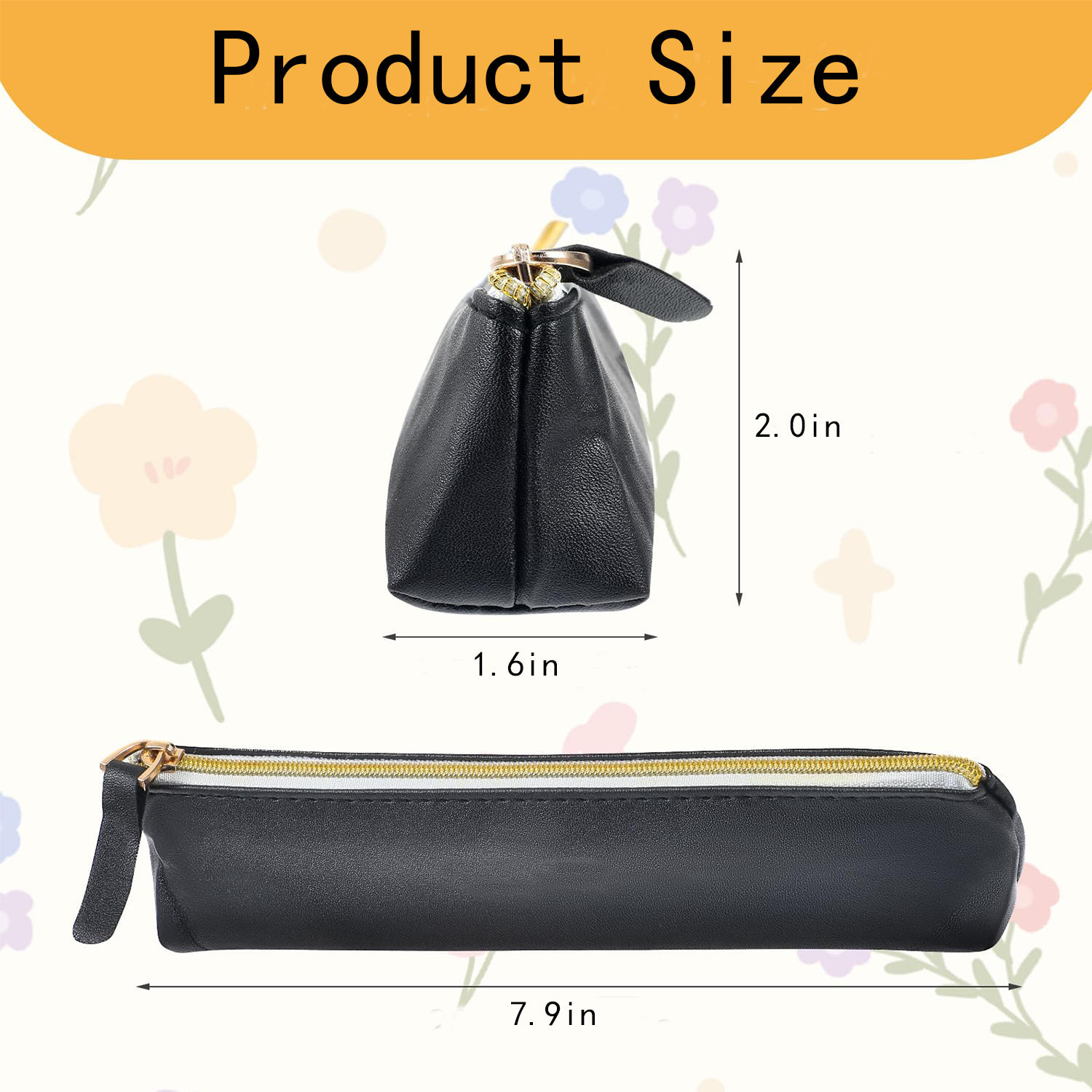 PU Leather Solid Color Study Supplies Stationery Pouch 8