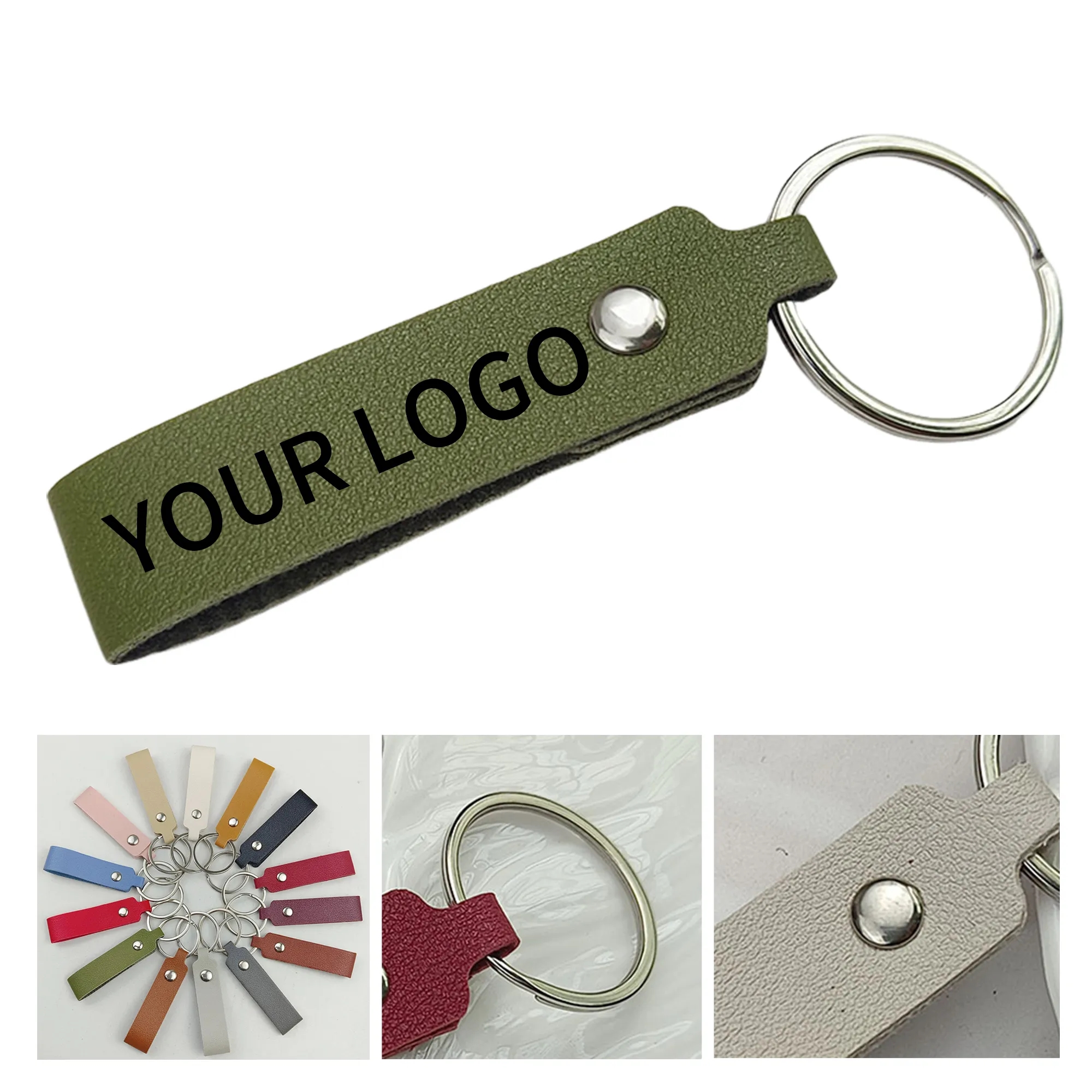 Striped Leather Keychain Business Gifts Customized Logo 4