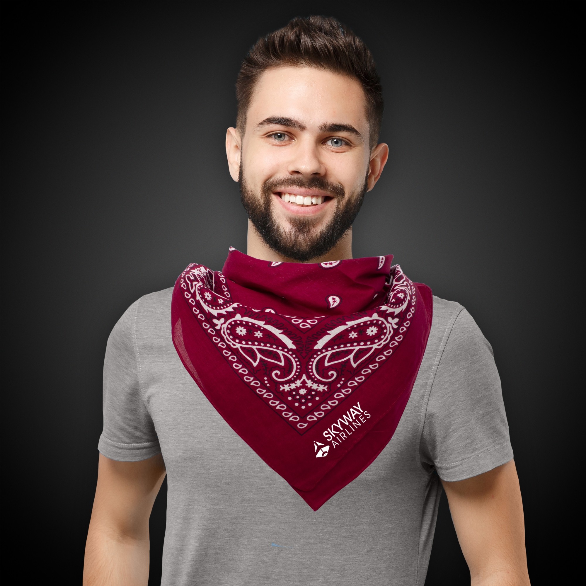 Burgundy 22" x 22" Cotton Paisley Bandanas 3