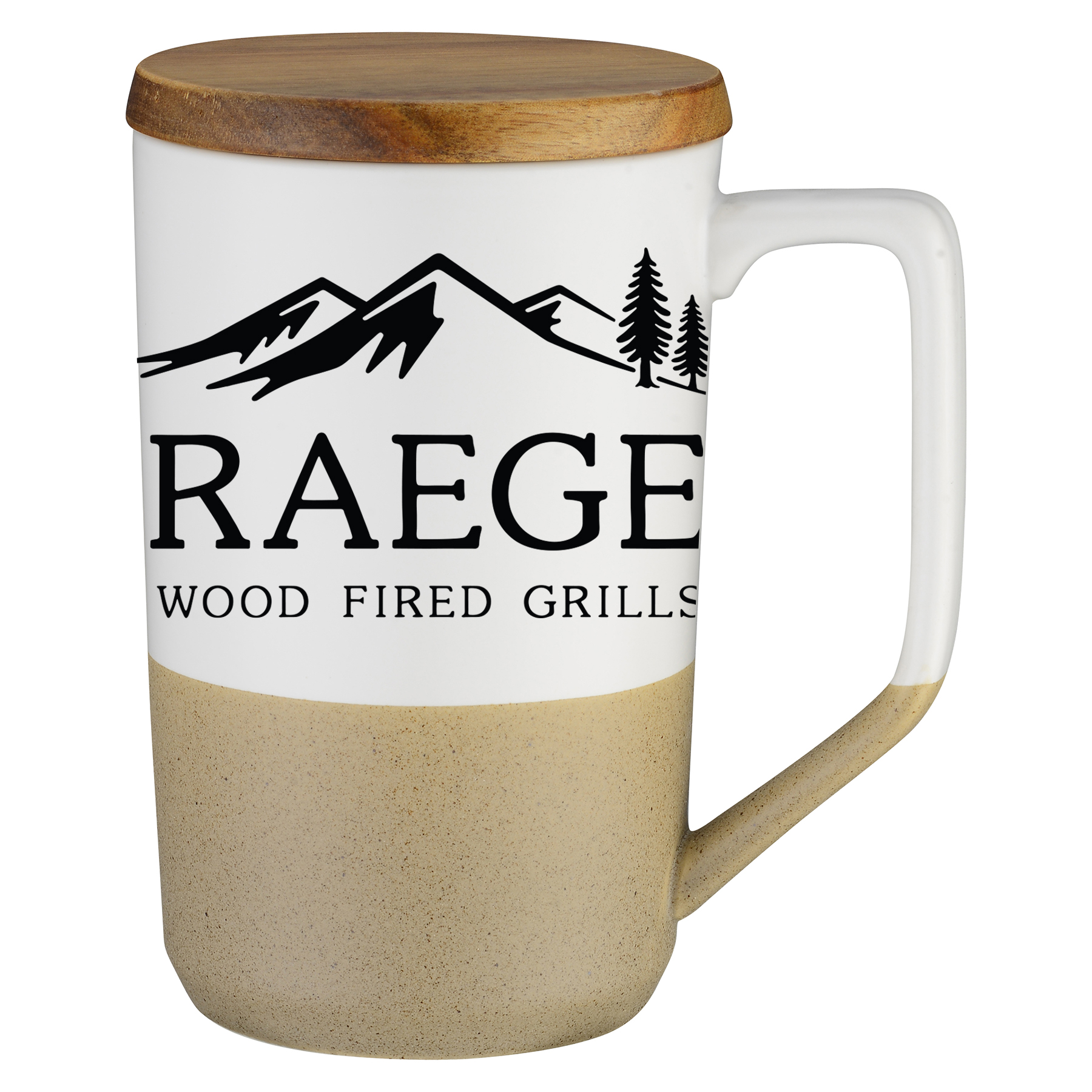 Imari Modern Two-Tone 15oz Mug with Curved Handle and Wood Lid 13