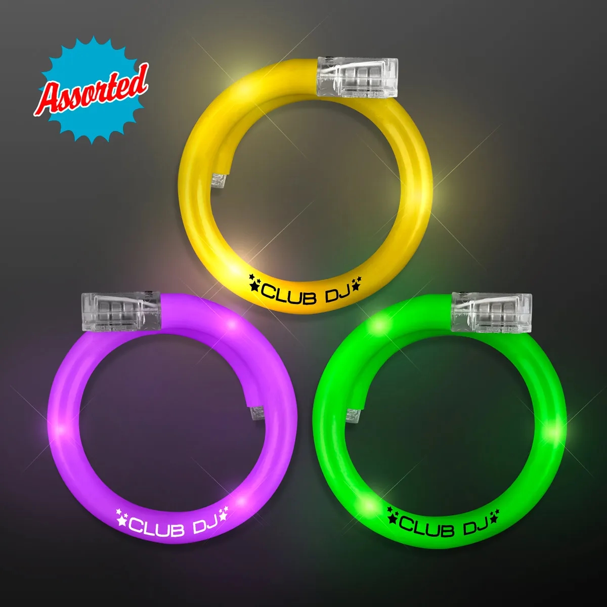 LED Flash Tube Bracelets - Assorted Purple, Green, Gold 1