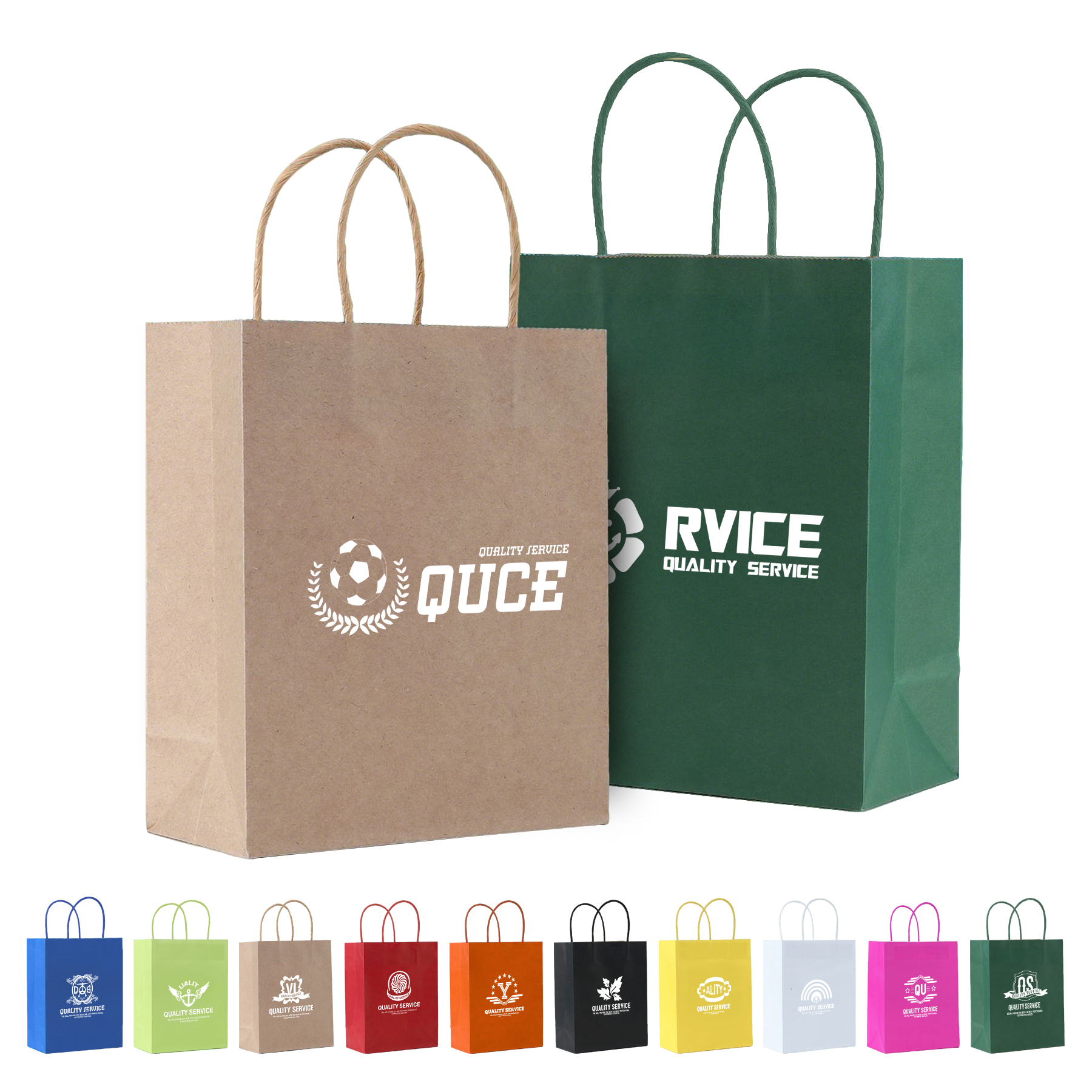 Coloured Retail Shopping/Gift Kraft Paper Tote Bags (5.9'' x 3.15'' x 8.25'') 4