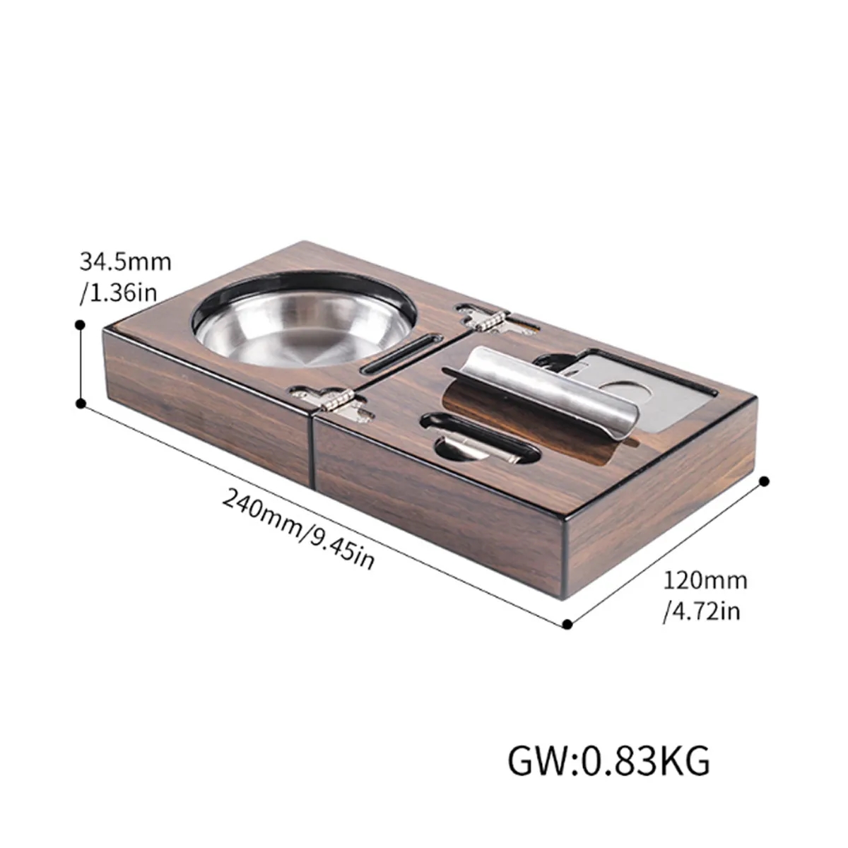 Travel Foldable Cigar Ashtray Stainless Steel Liner Gift Set 6