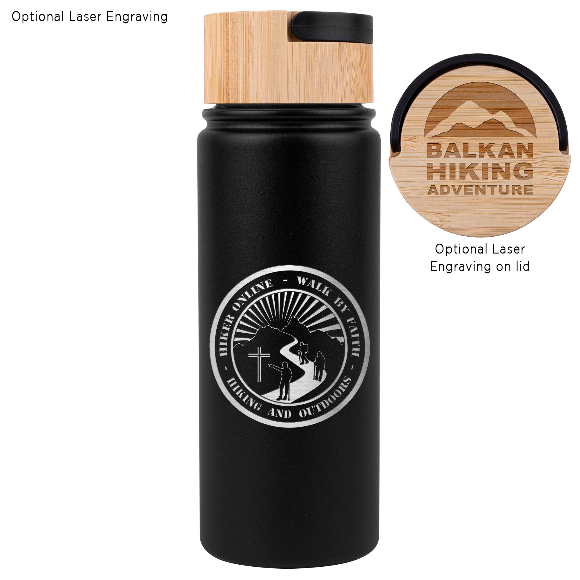 20 oz. Vacuum-Sealed Stainless Water Bottle with Bamboo Lid, custom water bottle with logo imprint 8