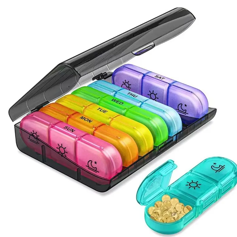 Mini portable light-proof plastic pill weekly storage box 4