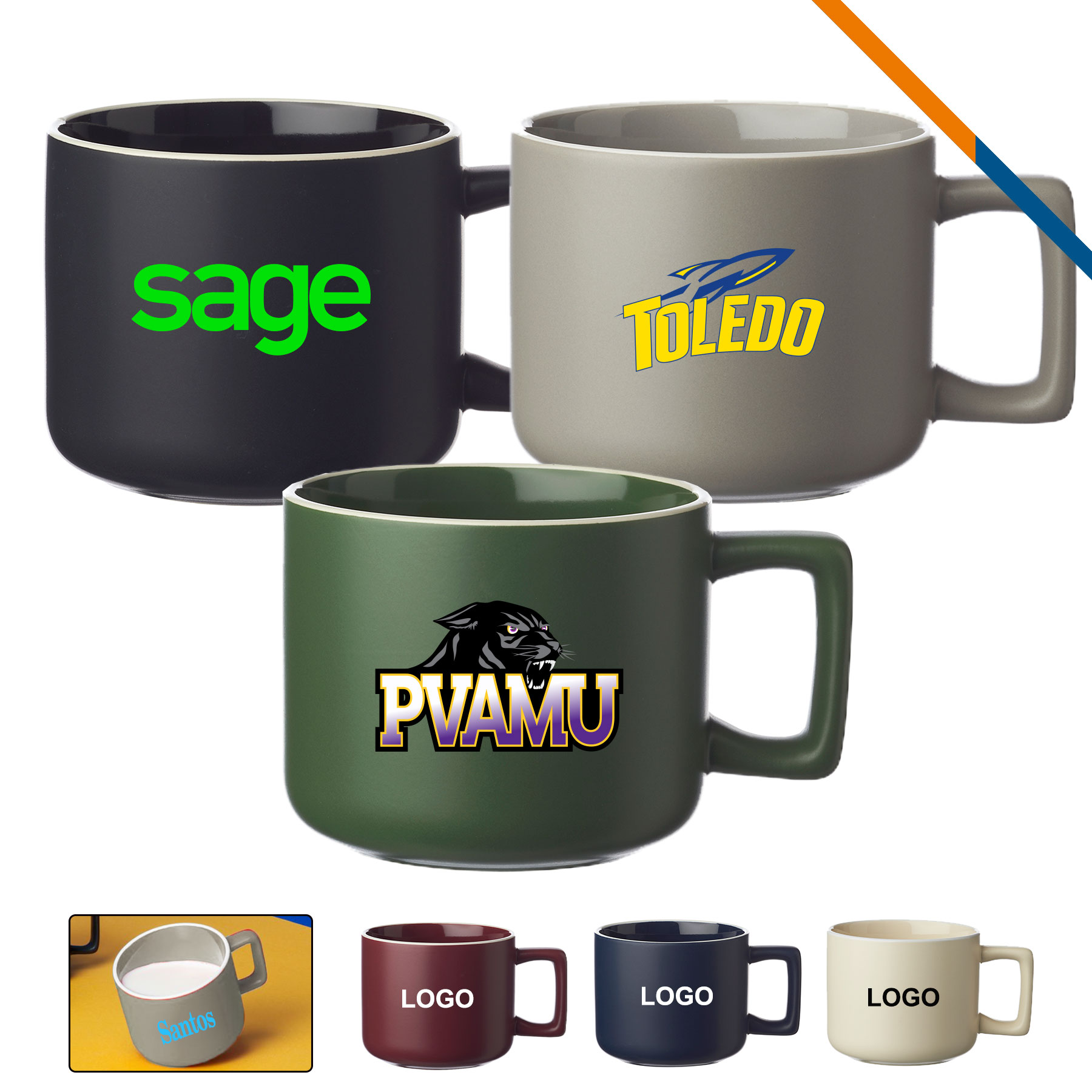 Yvette Latte Ceramic Mug - 14 OZ. 3
