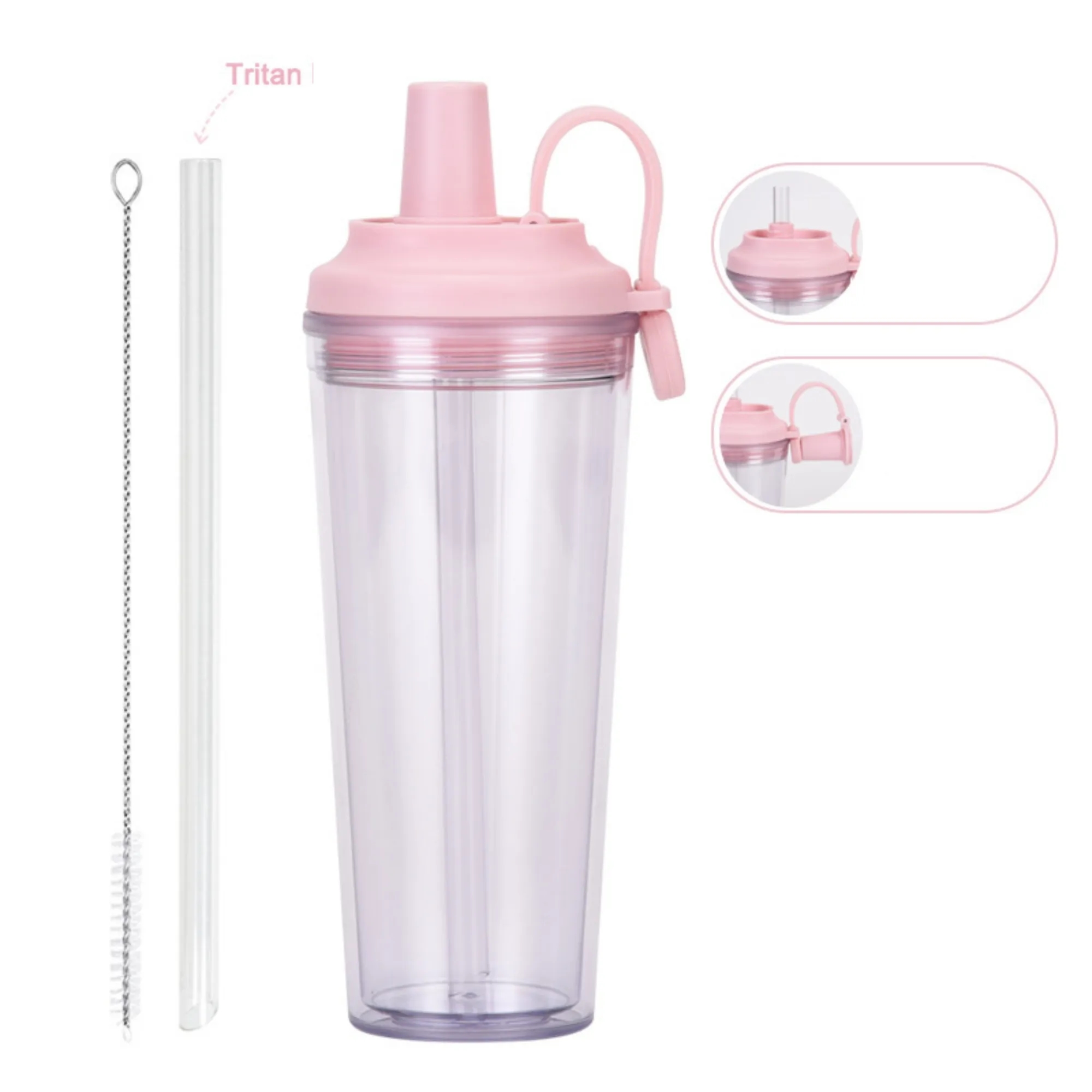 24oz Double-Layer Plastic Straw Cup 23