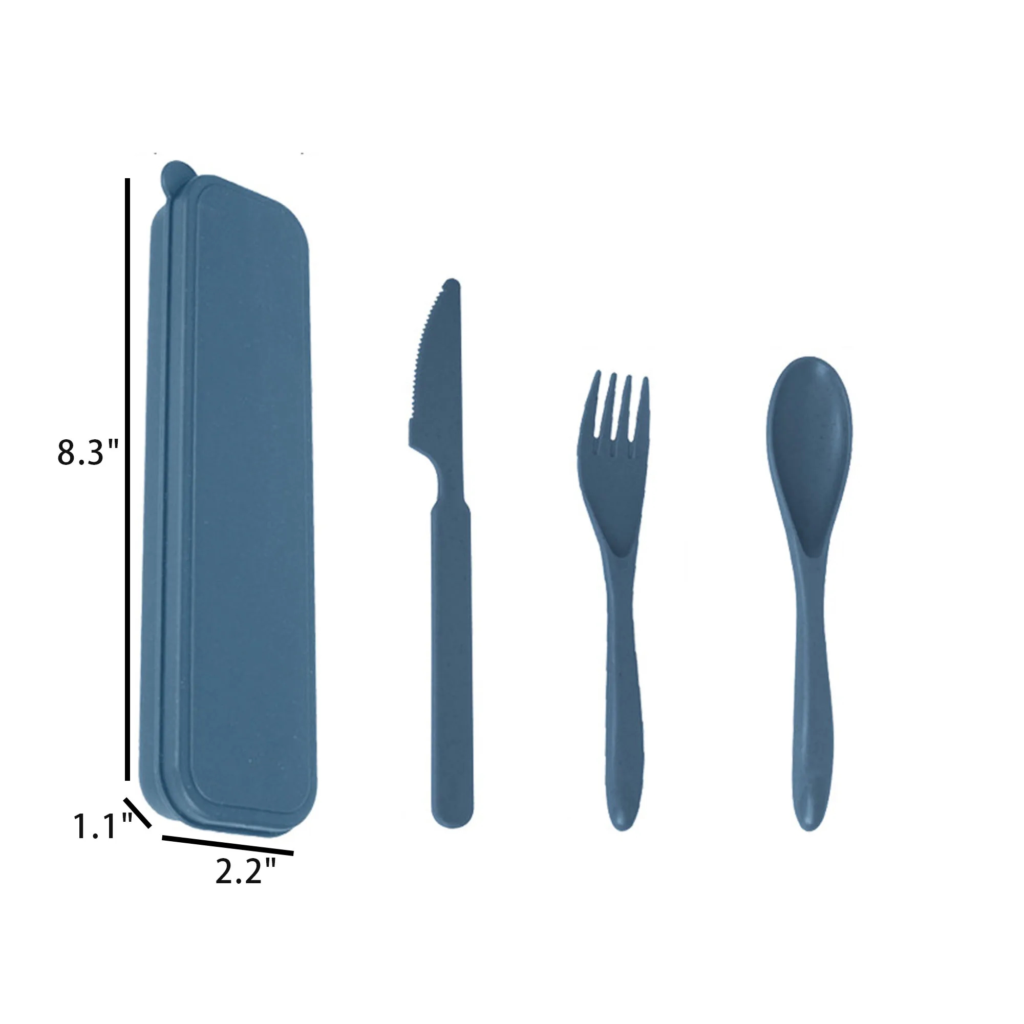 4 Pcs Portable Wheat Straw Cutlery Set With Case 3