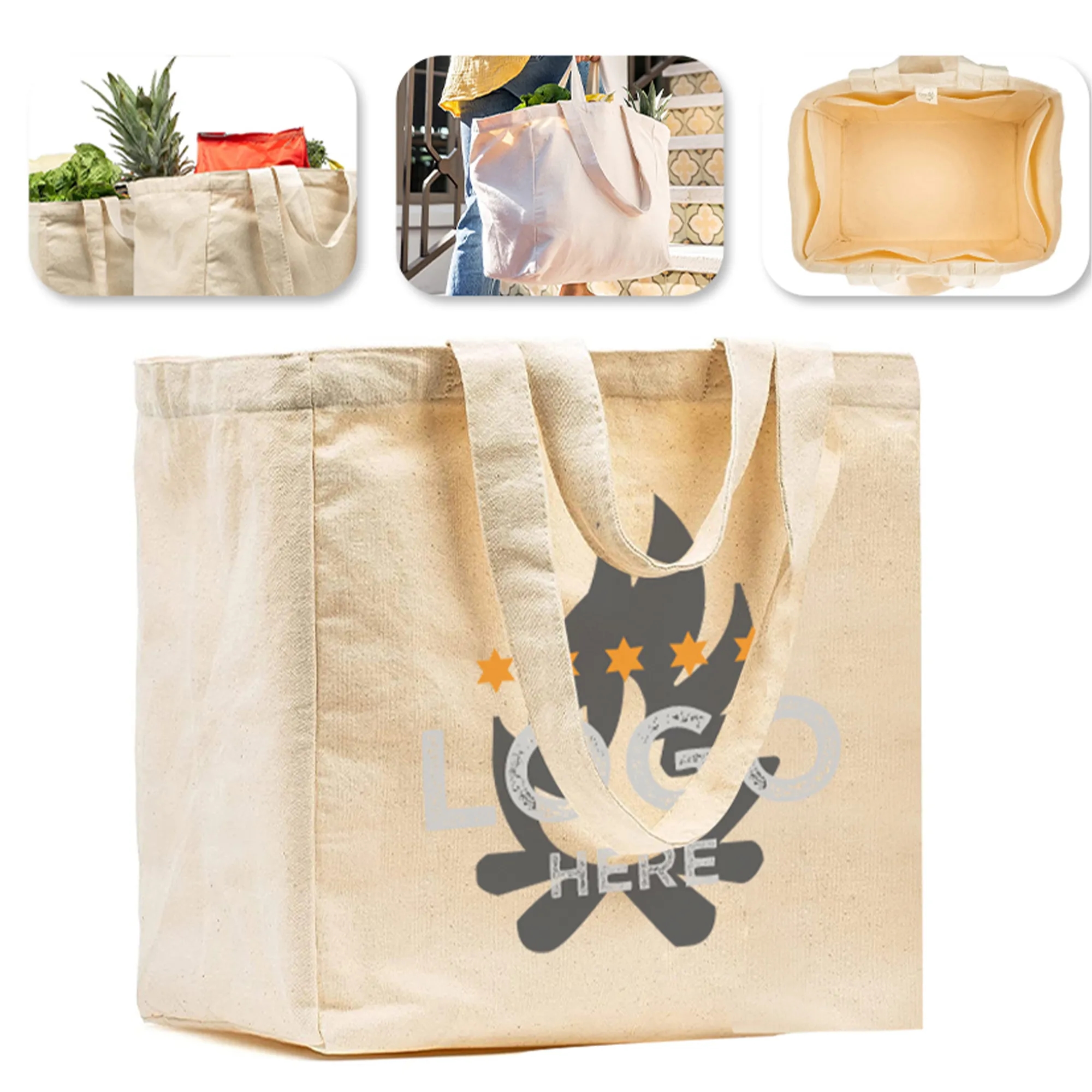 Canvas Grocery Bag, custom tote bag with logo imprint 1
