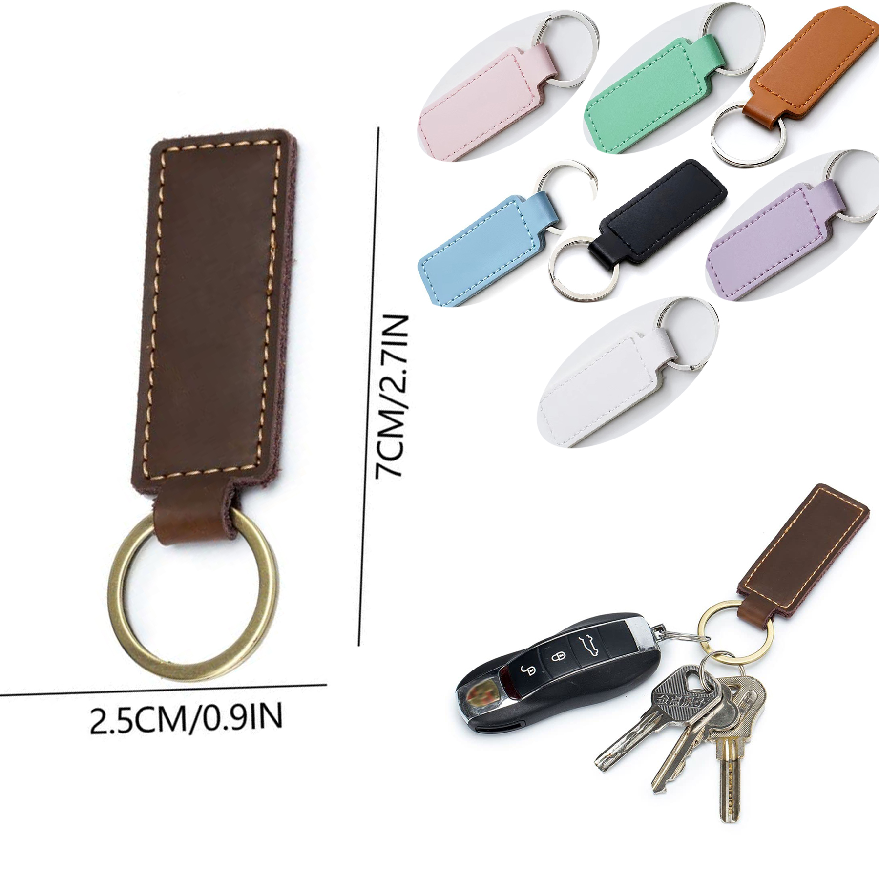 Leather Keychain Key Ring Clip