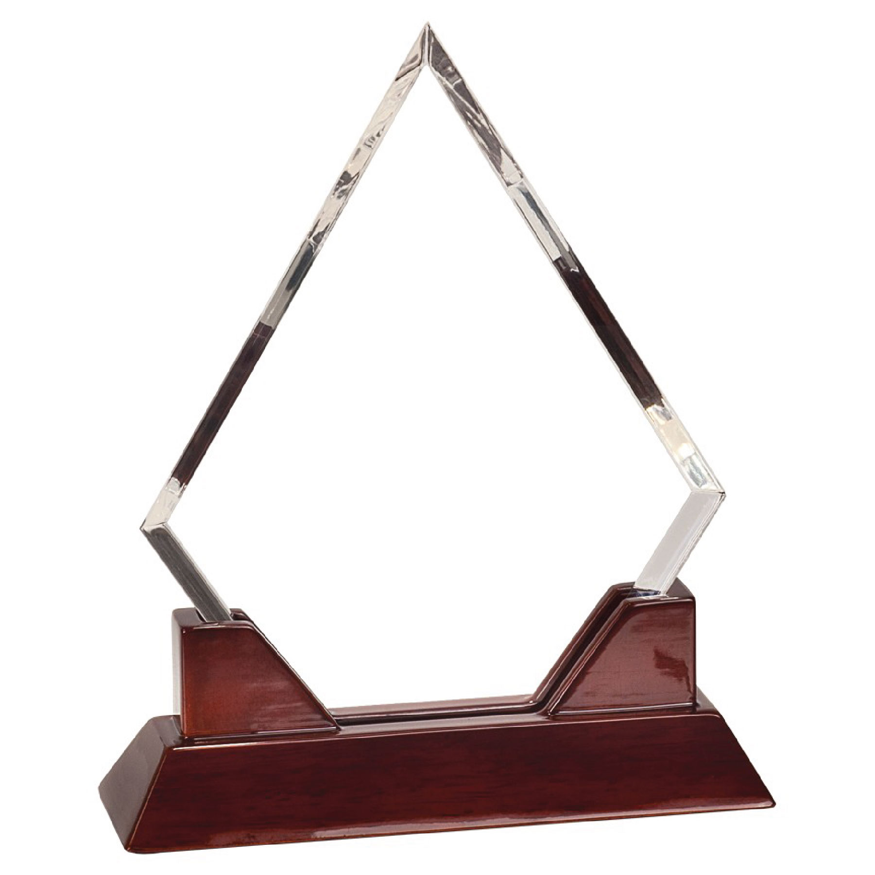 8" Diamond Prestige Acrylic Award w/ Rosewood Piano Finish Base 3