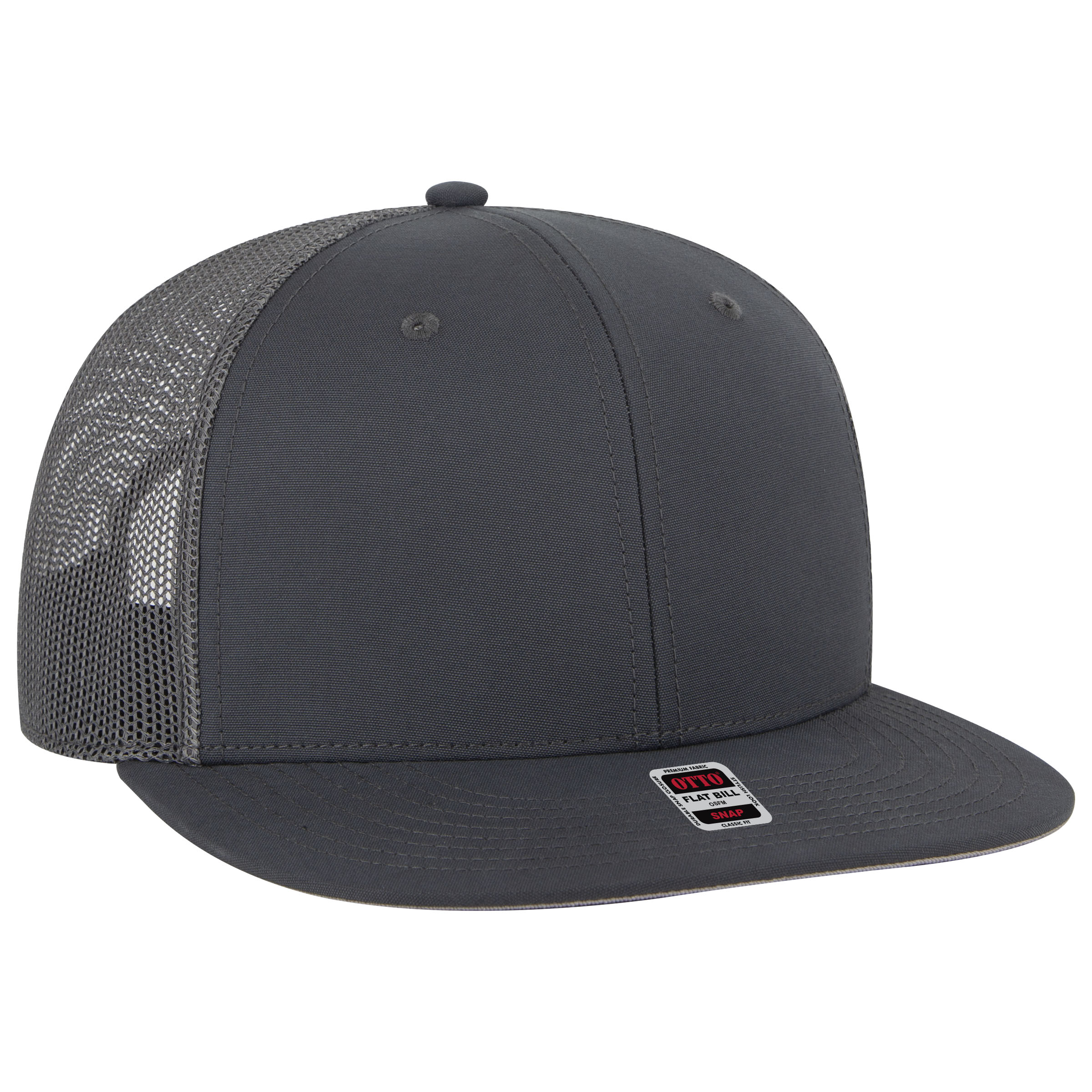 OTTO CAP® OTTO SNAP 6 Panel Pro Style Mesh Back Trucker Snapback Hat 37