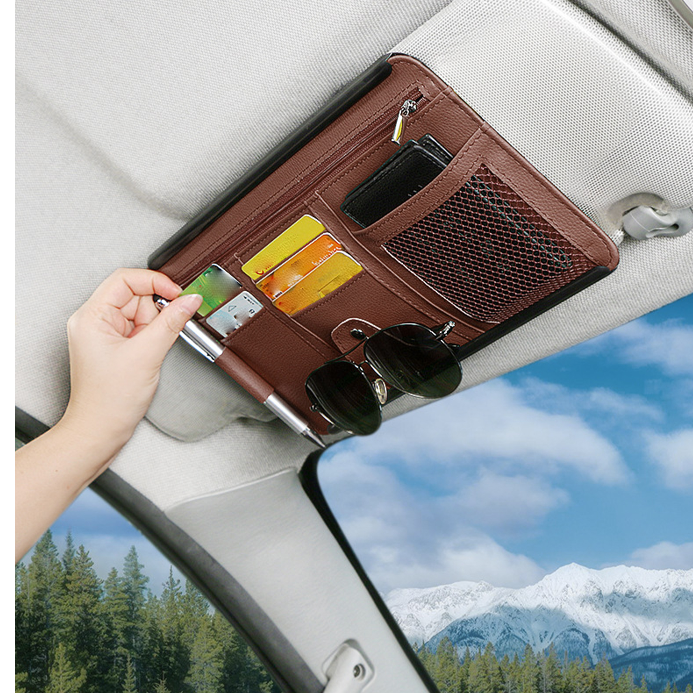 Pu Car Sunshade Storage Card Bag 2