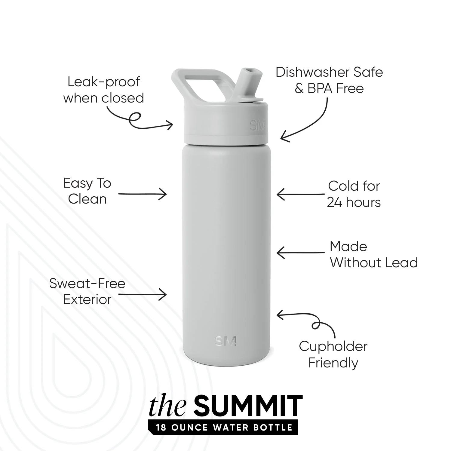 18 oz Simple Modern® Stainless Steel Double-Walled Insulated Summit Water Bottle with Straw Lid 9