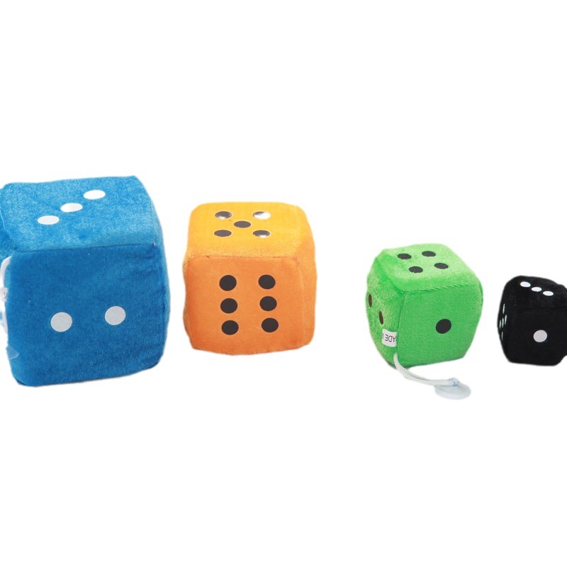 Car Mirror 2.4" Hanging Fuzzy Dices with White Dots 1