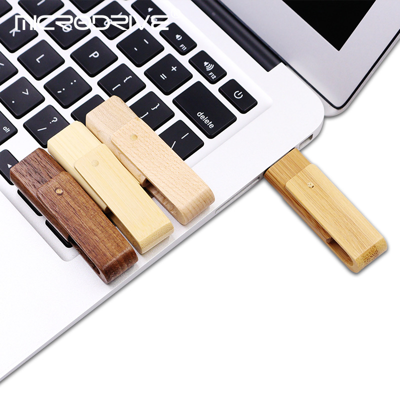 360 Degree Rotatable Wooden USB 16GB Thumb Flash Drive for Date Storage 4