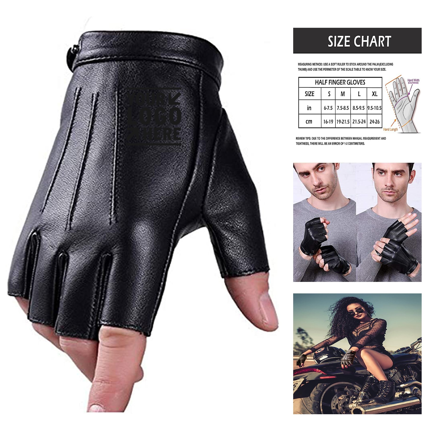 PU Faux Leather Fingerless Driving Gloves 2