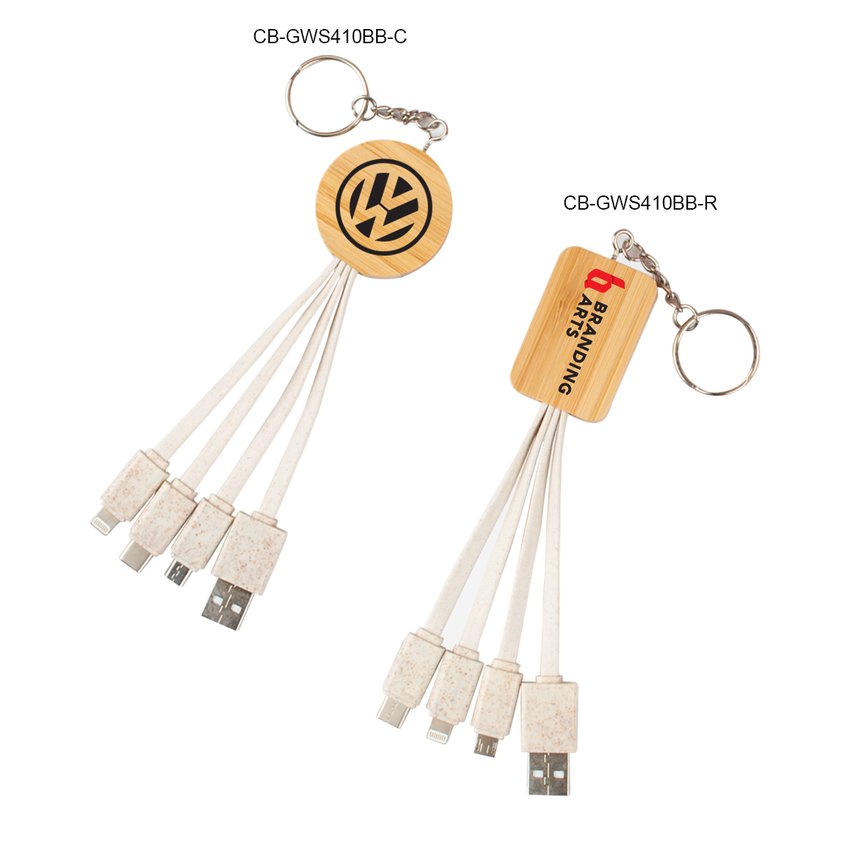 Eco Friendly Bamboo and Wheat Straw 4-in-1 Charging Cable 2