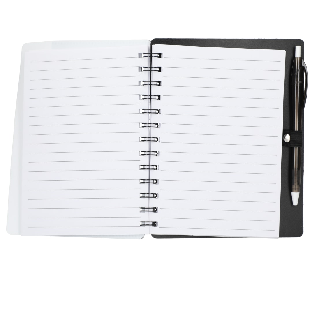 5" x 7" Recycled Dual Pocket Spiral Notebook w Pen 29