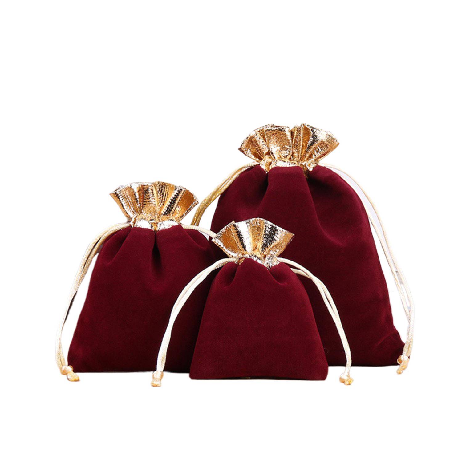 Velvet Two Tone Drawstring Jewelry Pouch 4