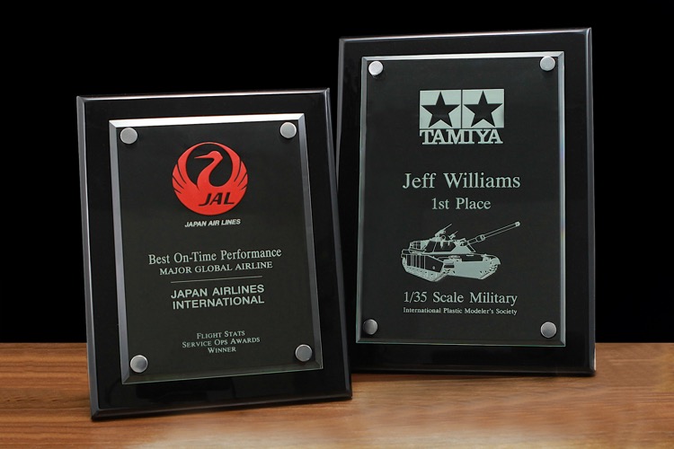 Black Piano Finished Plaque w/Beveled Glass Top (8"x10") 2