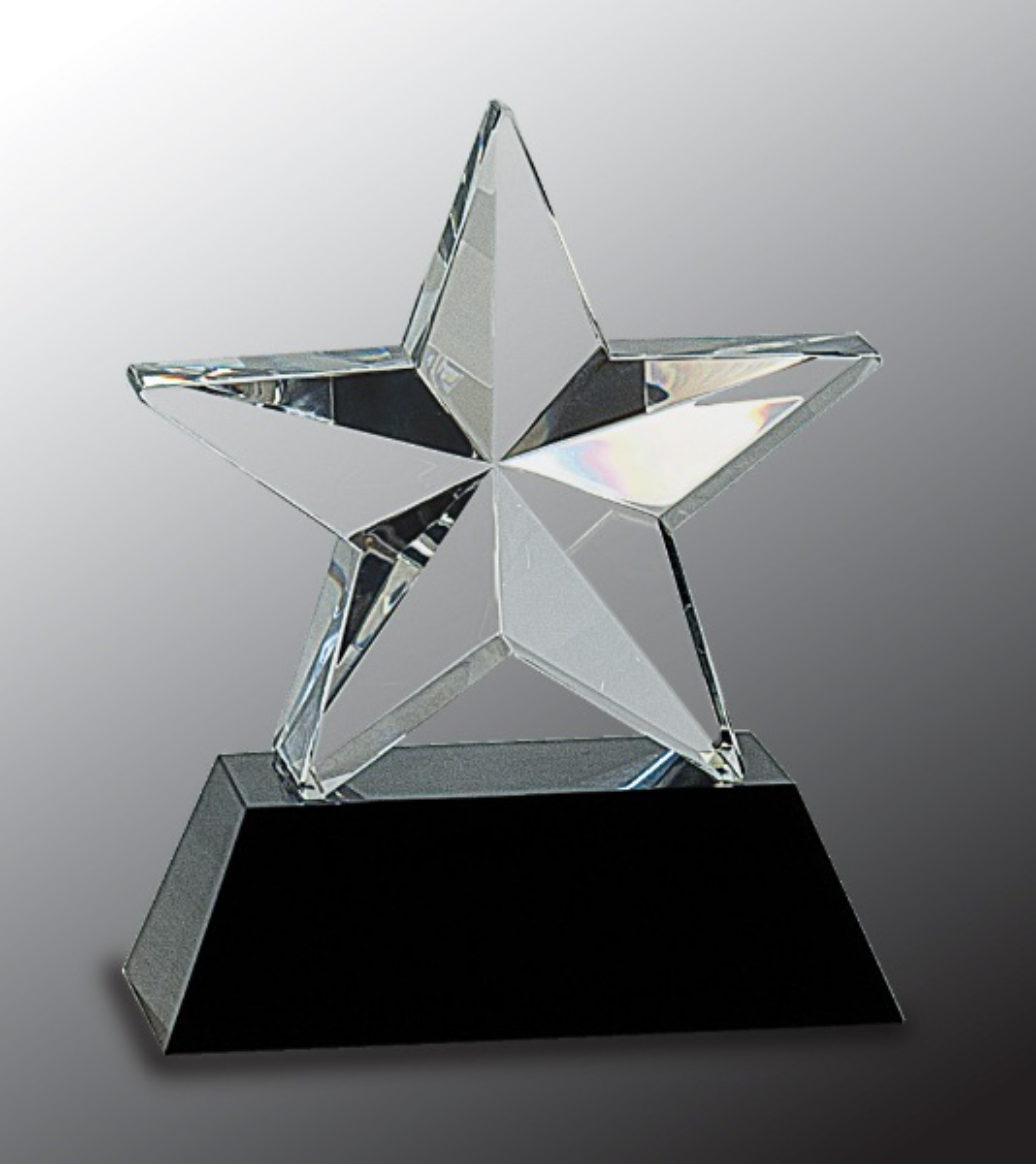 6" Crystal 3D Star on Black Base Crystal Award 3
