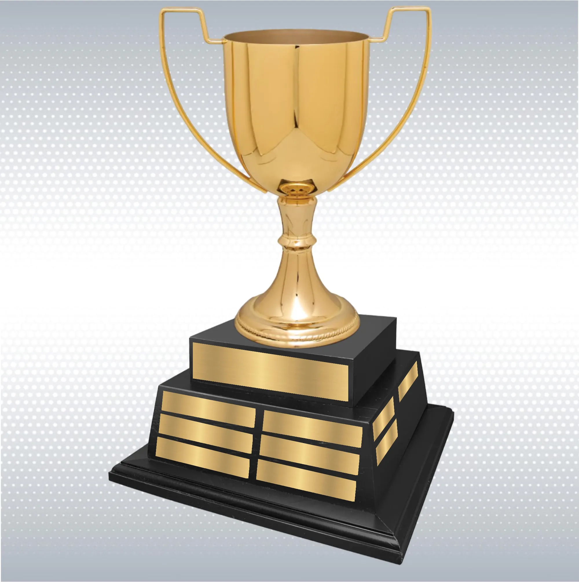 17" Completed Zinc Cup Perpetual Trophy On Black Wood Base 3