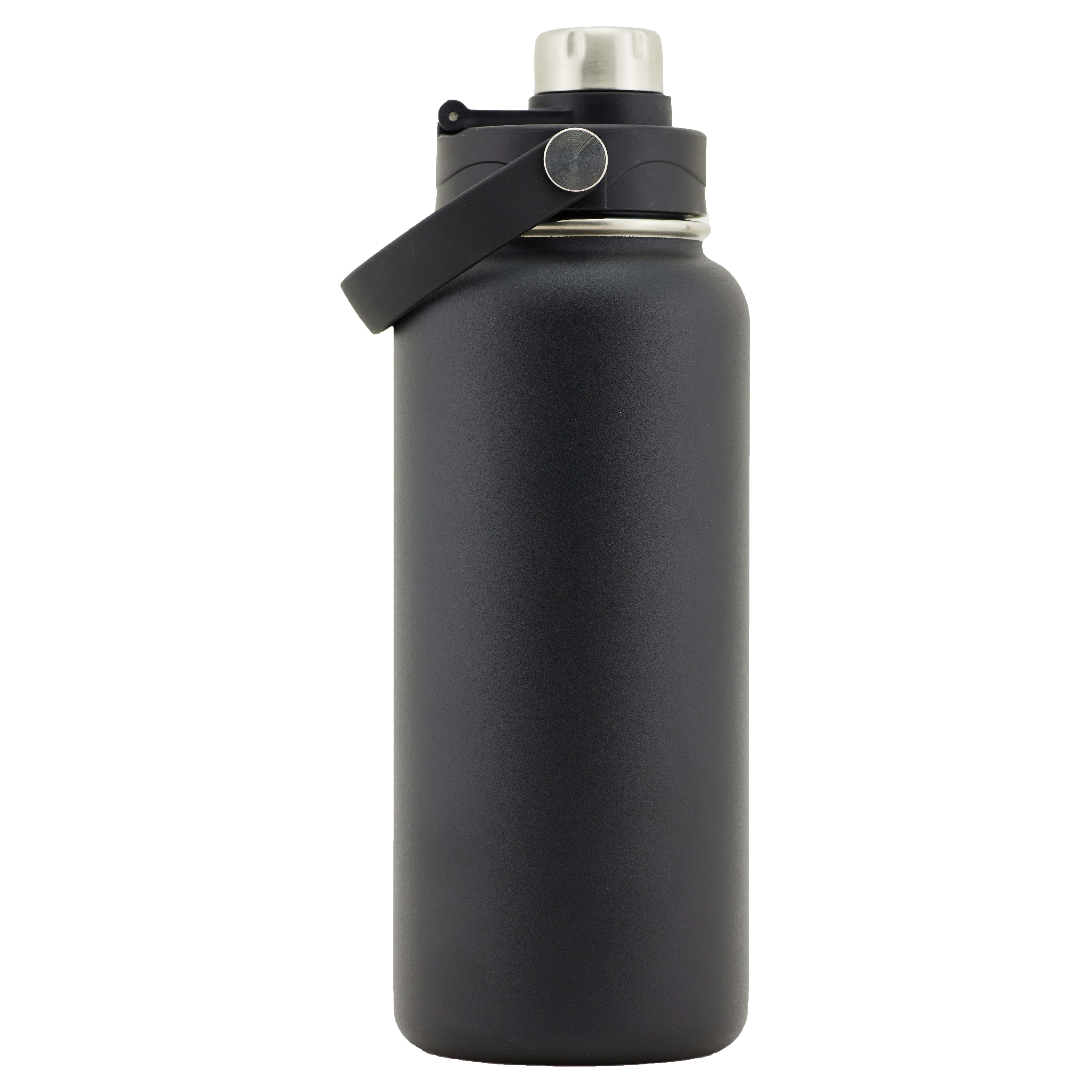 Atlantis 34 Oz. Stainless Steel Double Walled Vacuum Insulated Bottle (Black), custom water bottle with logo imprint 3