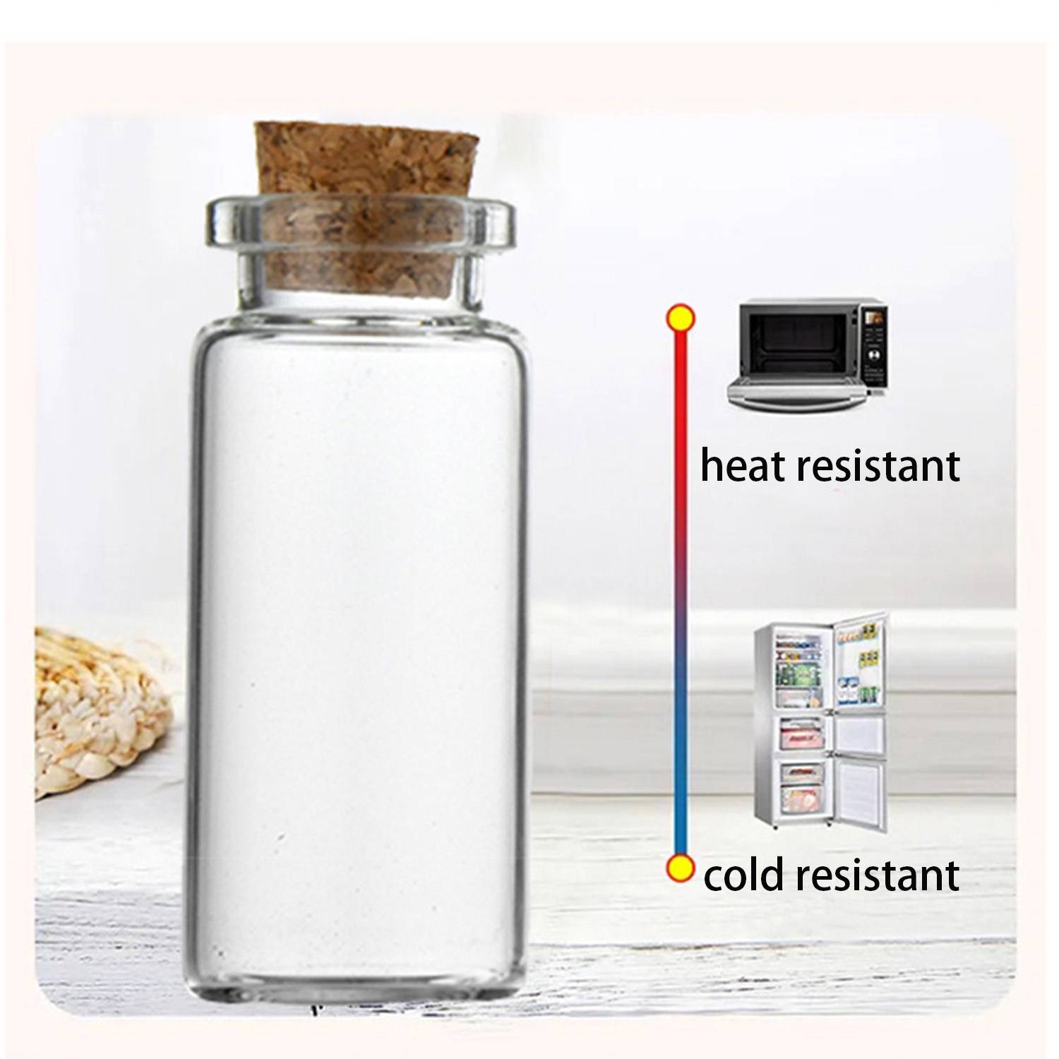 0.4oz Clear Borosilicate Glass Tube Bottle w/ Wood Stopper 2
