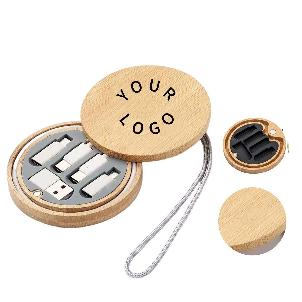 Bamboo USB Cable Organizer Kit Travel Size 3