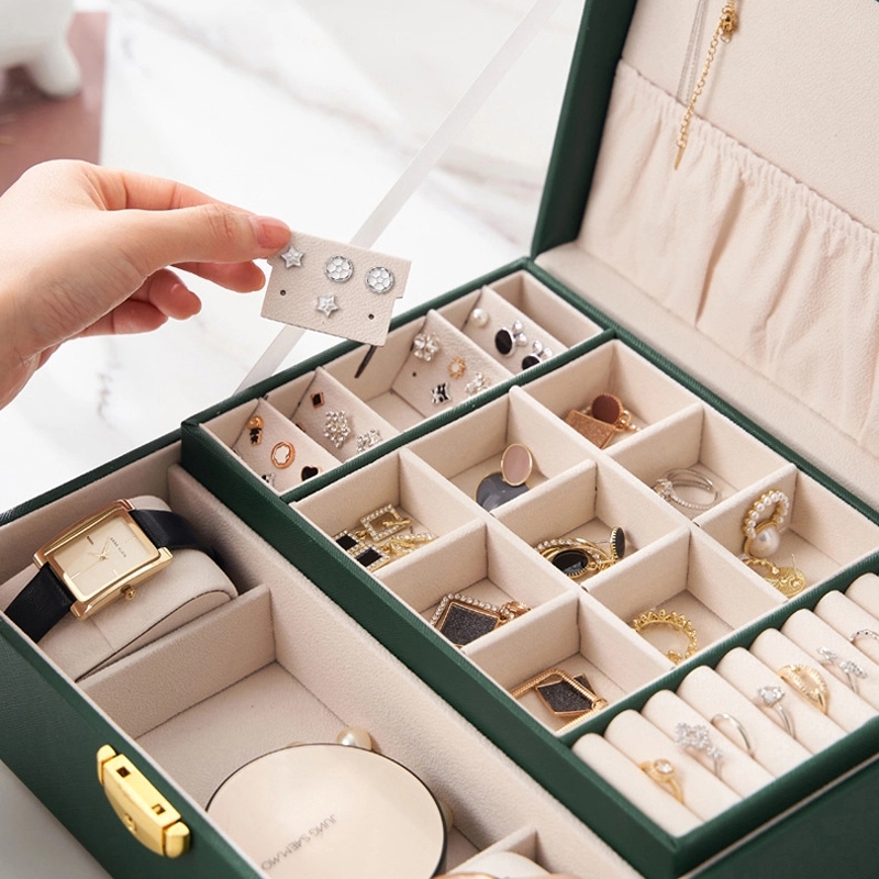 Custom 2-Layer Jewelry Organizer Box with Mirror & Lock 8