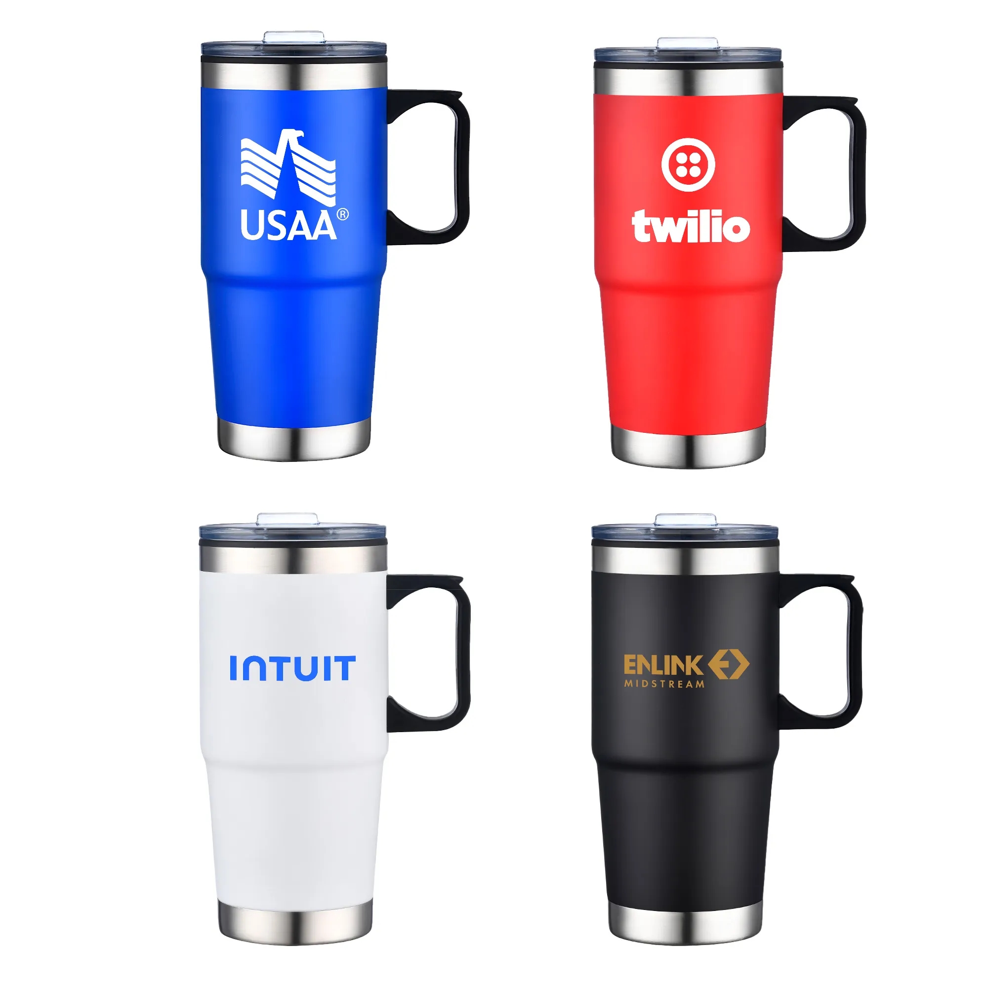 24oz Double Wall SS / PP Mug with Clear Closure Lid and Hand 2